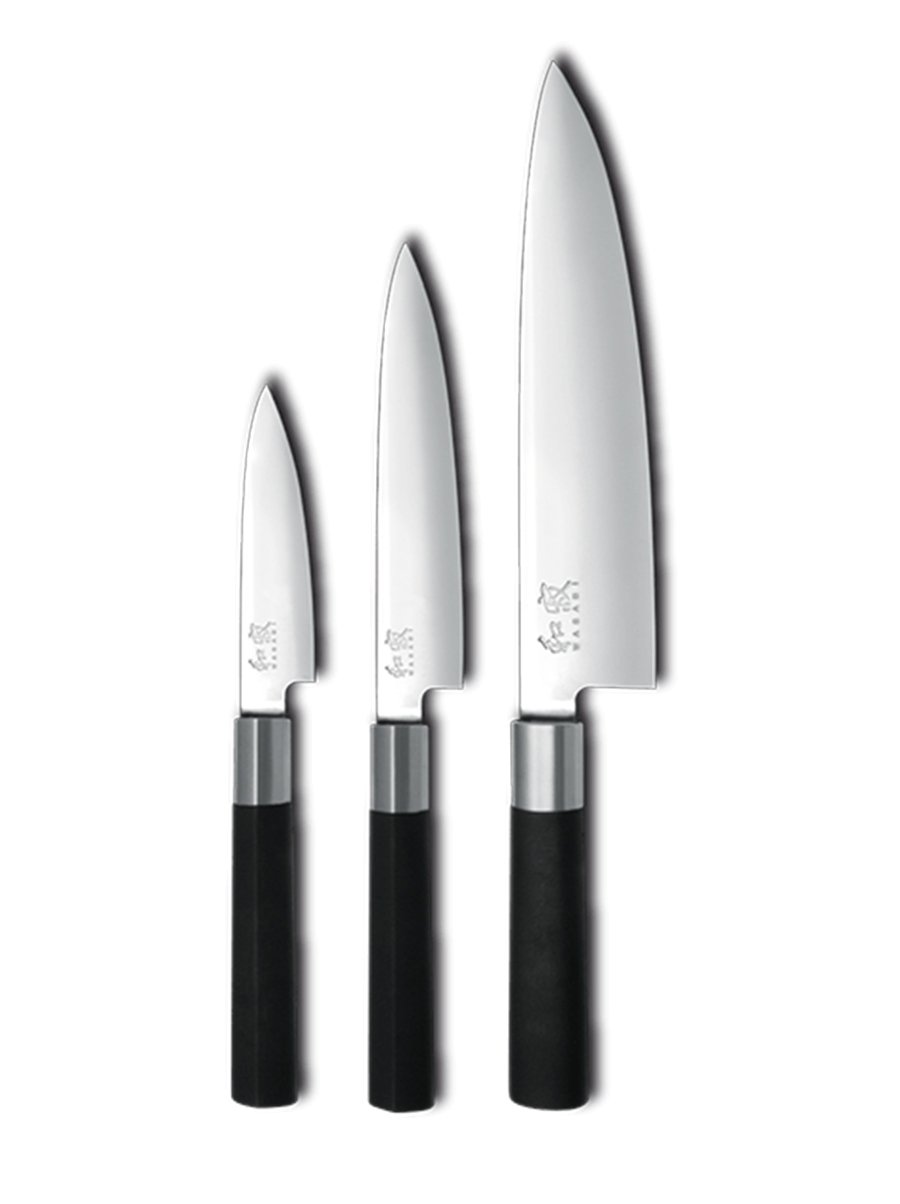 Kai Wasabi Black 67-W23, 3-piece knife set with sharpener