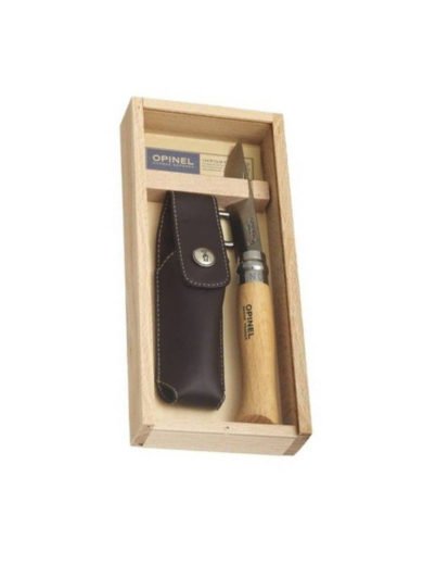 Opinel Pocket Knife With Beech Handle In Wooden Case  N°08