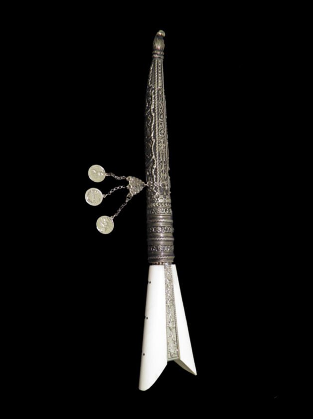 Παραδοσιακό Κρητικό Μαχαίρι με Κοκκάλινη Λαβή και Θήκη Αρζαντόν 29, 35 και 43 εκ