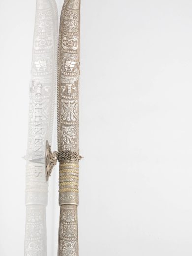 Traditional carved Cretan knife with carved silver case