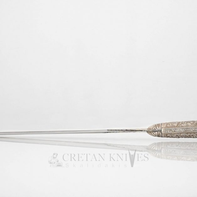 Traditional carved Cretan knife with carved silver case