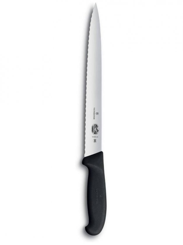 Victorinox Fibrox Slicing Knife Serrated Blade Pointed Tip 25 cm