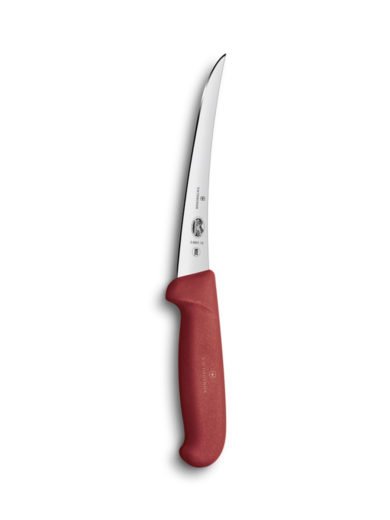 Victorinox Fibrox Boning Knife Curved Narrow Blade Red Handle 15 cm