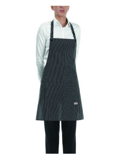 Egochef Ποδιά Επιστήθια Κοντή Sir Mαύρη Με Ρίγες