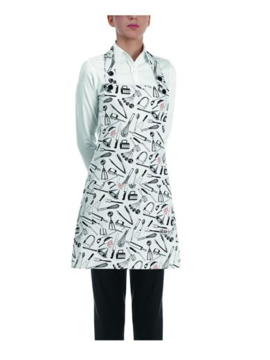 Egochef Ποδιά Επιστήθια Κοντή Λευκή Με Σχέδια Chefwear