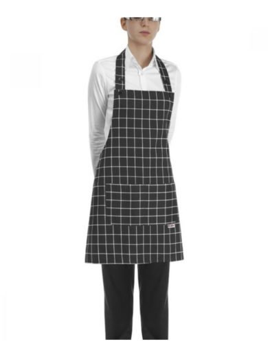 Egochef Ποδιά Επιστήθια Κοντή Square Mαύρη Καρό