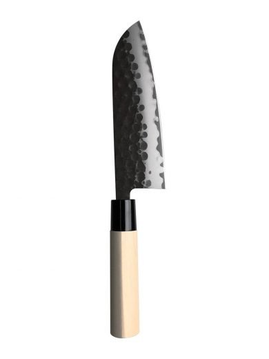 Tojiro Dp Hammered Finish Santoku With Magnolia Wood Handle 17 cm