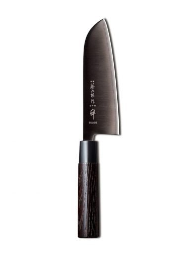 Tojiro Black Zen Santoku Knife With Chestnut Wood Handle 16,5 cm