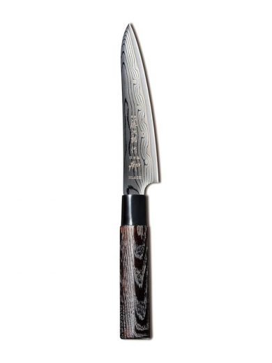 Tojiro Shippu Black DP Damascus Μαχαίρι Γενικής Χρήσης Με Λαβή Καστανιάς 13 εκ