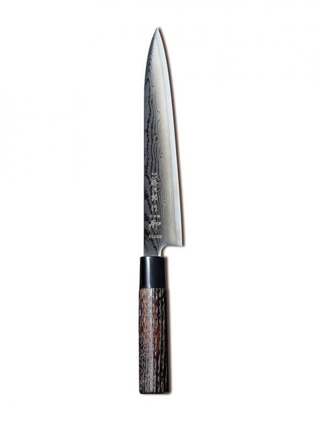 Tojiro Shippu Black Slicing Knife With Chestnut Wood Handle 21 cm