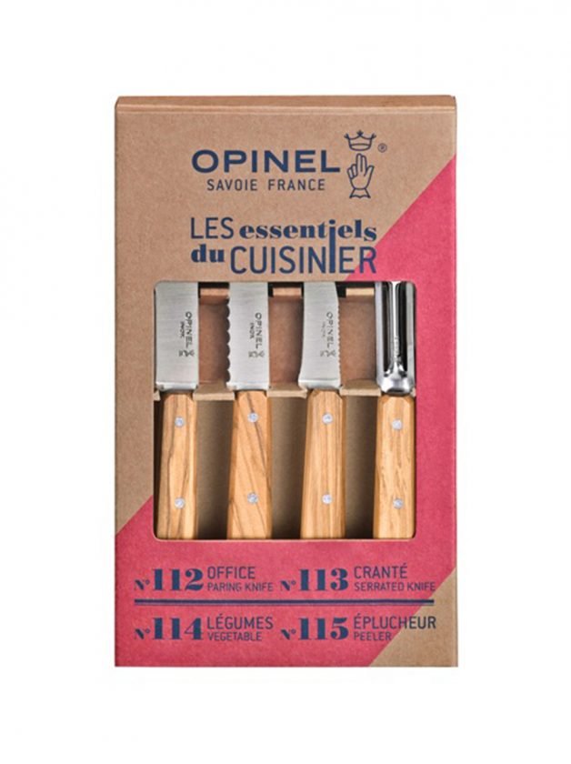 Opinel Les Essentiels Σετ Μαχαιριών Κουζίνας Ελιά 4 τμχ