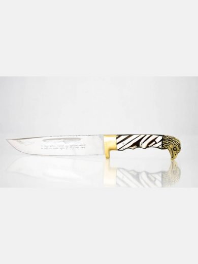 Μαχαίρι Κρητικό Χειροποίητο Σκαφιδωτό Inox με Μπρούτζινή Κεφαλή Αετού Ν07