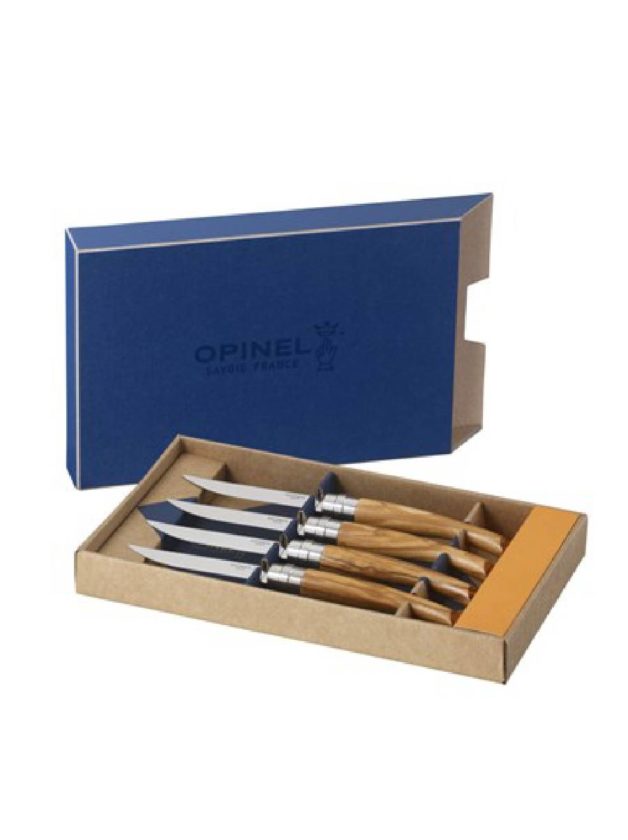 Opinel Traditional Set Of 4 Handmade Knives With Olive Handle 10 cm