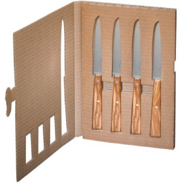 Opinel Bon Appetit Set Of 4 Table Knives With Olive Handles Ν°125