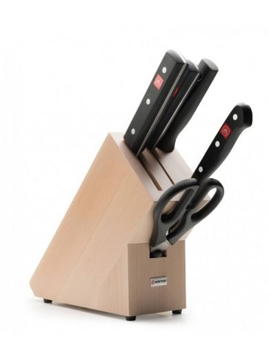 Wusthof Gourmet Knife Block Set 3 Knives and Sharpening Steel and Scissor