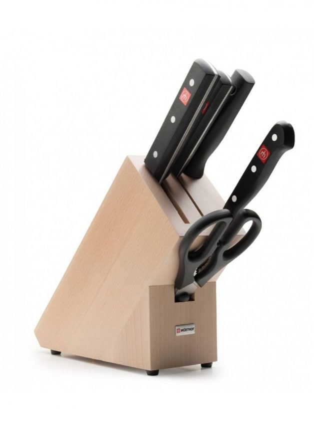 Wusthof Gourmet Knife Block Set 3 Knives and Sharpening Steel and Scissor